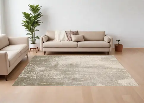 8' X 10' Gray and Ivory Abstract Power Loom Area Rug