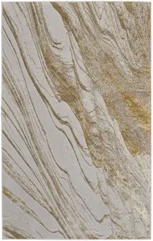 8' X 10' Ivory Brown and Gold Abstract Power Loom Area Rug