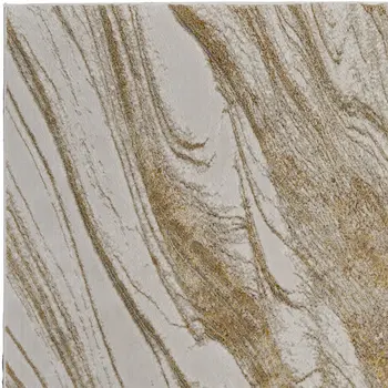 12' X 15' Ivory Brown and Gold Abstract Power Loom Area Rug