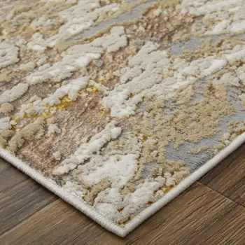 8' X 10' Ivory Gray and Brown Abstract Power Loom Area Rug