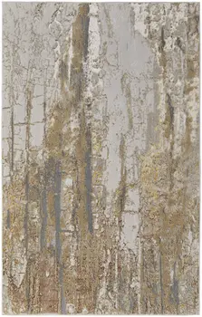 8' X 10' Ivory Gray and Brown Abstract Power Loom Area Rug