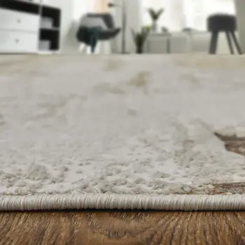 7' X 10' Ivory Gray and Brown Abstract Power Loom Area Rug