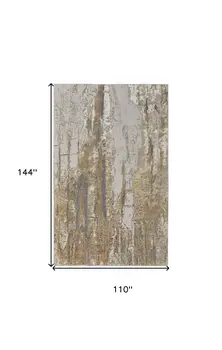9' X 12' Ivory Gray and Brown Abstract Power Loom Area Rug