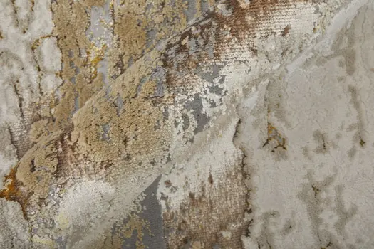 2' X 3' Ivory Gray and Brown Abstract Power Loom Area Rug