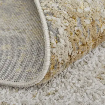 10' X 13' Ivory Gray and Brown Abstract Power Loom Worn Faded Area Rug