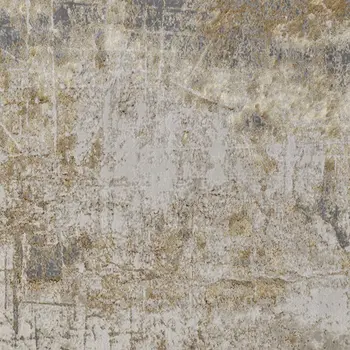10' X 13' Ivory Gray and Brown Abstract Power Loom Worn Faded Area Rug