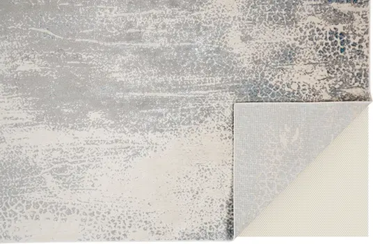 8' X 10' Ivory Gray and Blue Abstract Power Loom Area Rug