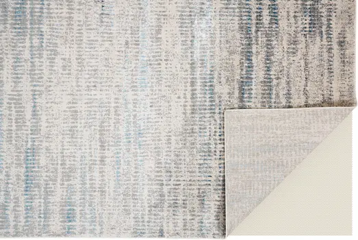 8' X 10' Ivory Gray and Blue Abstract Power Loom Area Rug