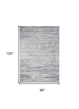8' X 10' Ivory Gray and Blue Abstract Power Loom Area Rug