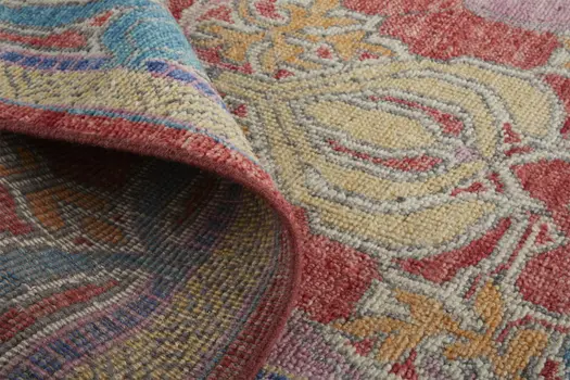 8' X 10' Blue Red and Yellow Wool Oriental Hand Knotted Area Rug