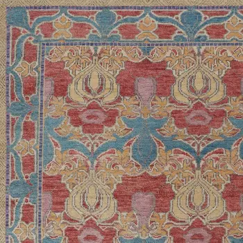 12' X 15' Blue Red and Yellow Wool Oriental Hand Knotted Area Rug