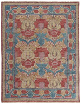 12' X 15' Blue Red and Yellow Wool Oriental Hand Knotted Area Rug