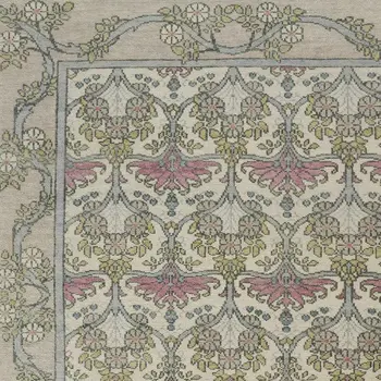 4' X 6' Ivory Gray and Pink Wool Floral Hand Knotted Area Rug