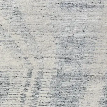3' X 5' Ivory Gray and Blue Abstract Hand Knotted Worn Faded Area Rug