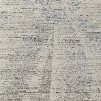 3' X 5' Ivory and Gray Abstract Hand Knotted Worn Faded Area Rug