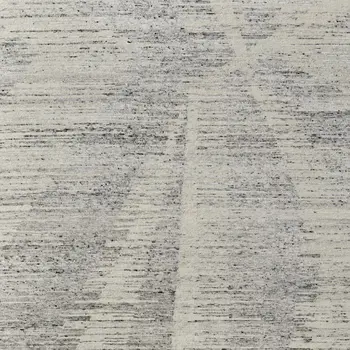 4' X 6' Ivory and Gray Abstract Hand Knotted Worn Faded Area Rug