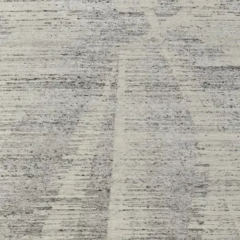 6' X 9' Ivory and Gray Abstract Hand Knotted Worn Faded Area Rug