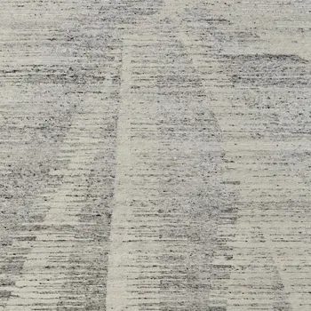 12' X 15' Ivory and Gray Abstract Hand Knotted Worn Faded Area Rug