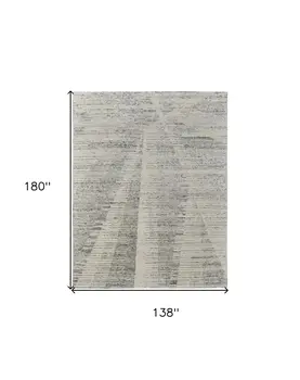 12' X 15' Ivory and Gray Abstract Hand Knotted Worn Faded Area Rug