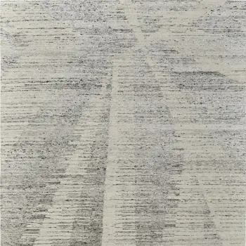2' X 3' Ivory and Gray Abstract Hand Knotted Worn Faded Area Rug