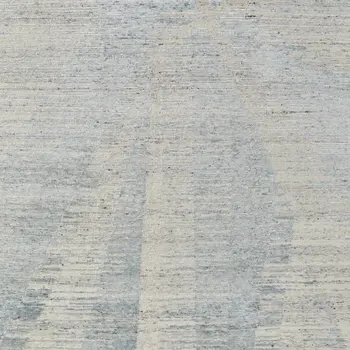 12' X 15' Ivory and Blue Abstract Hand Knotted Worn Faded Area Rug
