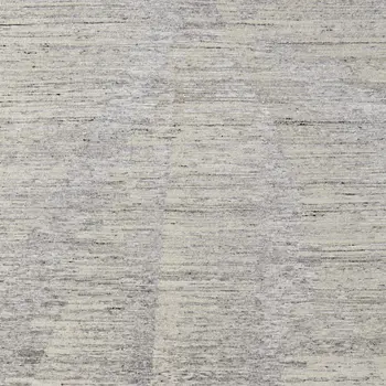 8' X 10' Ivory and Gray Abstract Hand Knotted Worn Faded Area Rug