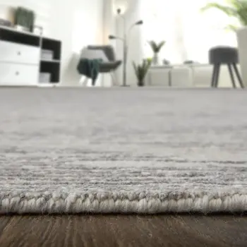 2' X 3' Ivory and Gray Abstract Hand Knotted Worn Faded Area Rug