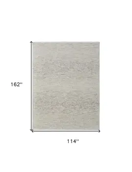 9' X 13' Ivory and Gray Wool Hand Knotted Area Rug With Fringe