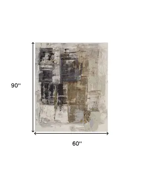 5' X 8' Gray Black and Brown Abstract Power Loom Area Rug
