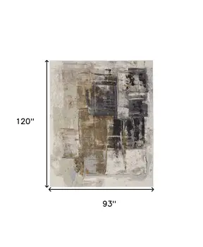 8' X 10' Gray Black and Brown Abstract Power Loom Area Rug