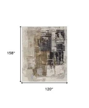 10' X 13' Gray Black and Brown Abstract Power Loom Area Rug