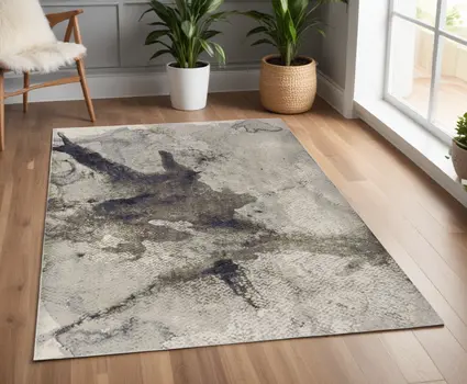 4' X 6' Gray Black and Brown Abstract Power Loom Area Rug