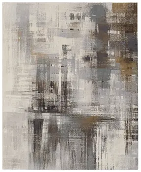 5' X 8' Ivory Gray and Brown Abstract Power Loom Area Rug