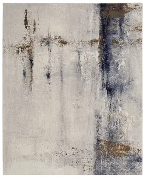 4' X 6' Ivory Blue and Brown Abstract Power Loom Area Rug
