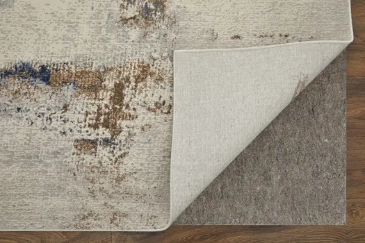 4' X 6' Ivory Blue and Brown Abstract Power Loom Area Rug