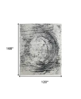 10' X 14' Black and Gray Abstract Hand Woven Area Rug