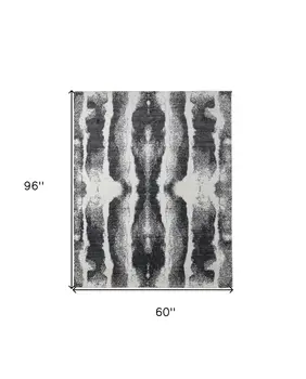 5' X 8' Black and Gray Abstract Hand Woven Area Rug