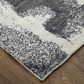 10' X 14' Black and Gray Abstract Hand Woven Area Rug