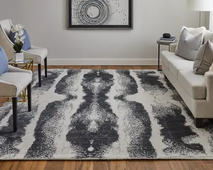 10' X 14' Black and Gray Abstract Hand Woven Area Rug