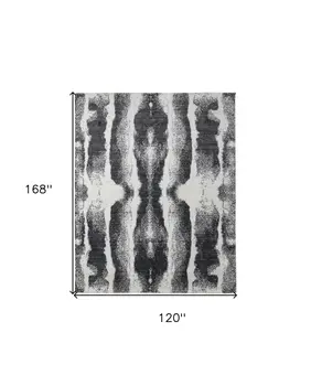 10' X 14' Black and Gray Abstract Hand Woven Area Rug