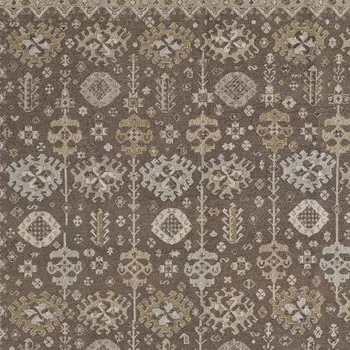 8' X 10' Tan and Brown Wool Oriental Hand Knotted Area Rug With Fringe