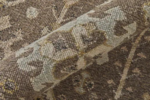 2' X 3' Tan and Brown Wool Oriental Hand Knotted Area Rug With Fringe