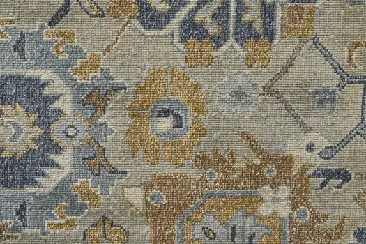 8' X 12' Gray and Brown Wool Oriental Hand Knotted Area Rug With Fringe