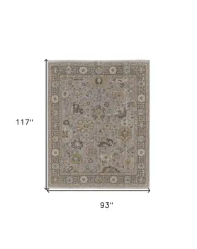8' X 10' Gray and Brown Wool Oriental Hand Knotted Area Rug With Fringe