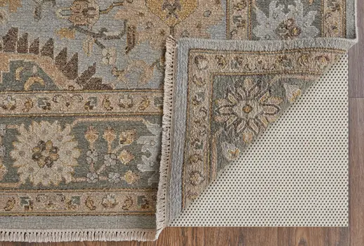 9' X 13' Gray and Brown Wool Oriental Hand Knotted Area Rug With Fringe