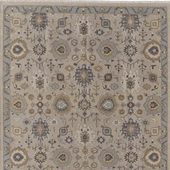 2' X 3' Tan Brown and Gray Wool Oriental Hand Knotted Area Rug With Fringe