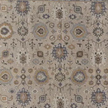 2' X 3' Tan Brown and Gray Wool Oriental Hand Knotted Area Rug With Fringe
