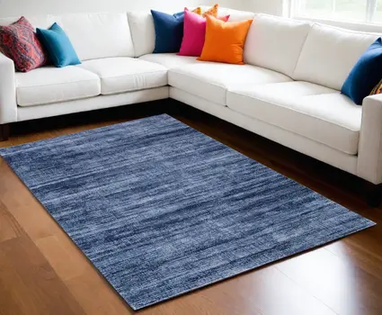 5' X 8' Blue and Gray Power Loom Area Rug