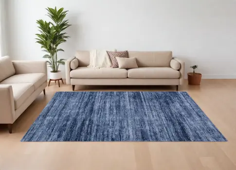 7' X 10' Blue and Gray Power Loom Area Rug