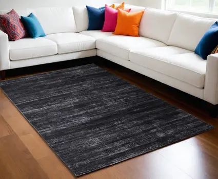 5' X 8' Black and Gray Power Loom Area Rug